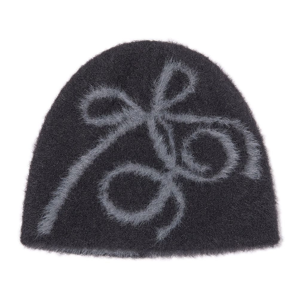 リボンチェリーモヘアビーニー【ブラック】