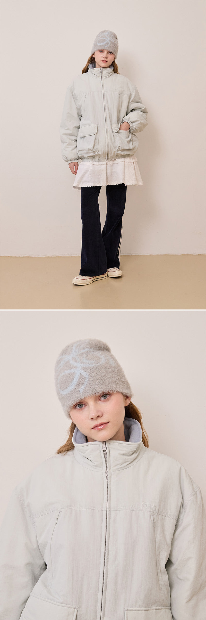 リボンチェリーモヘアビーニー【ブラック】