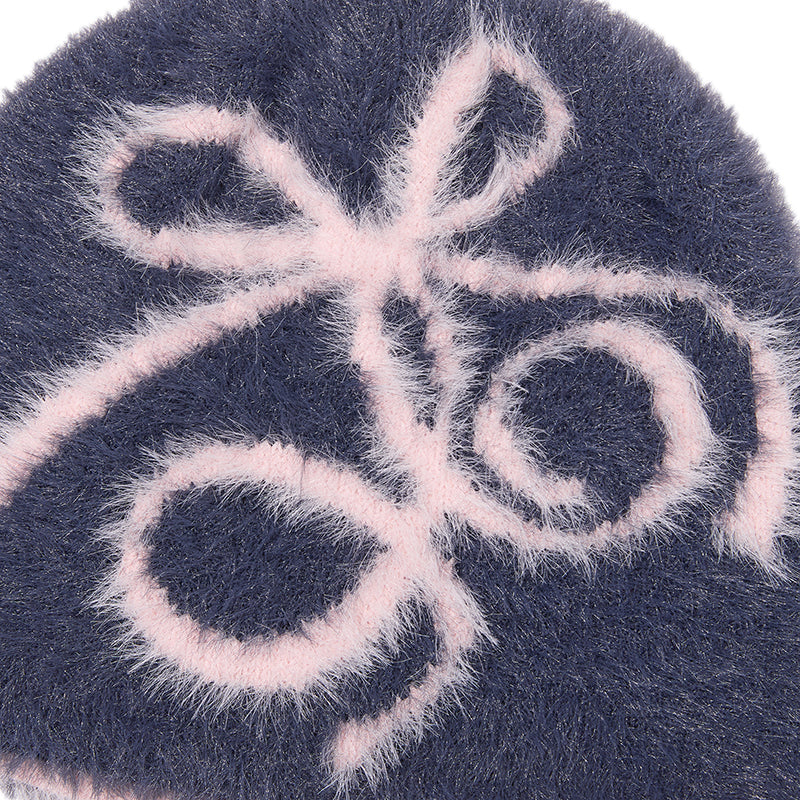 リボンチェリーモヘアビーニー【ブラック】