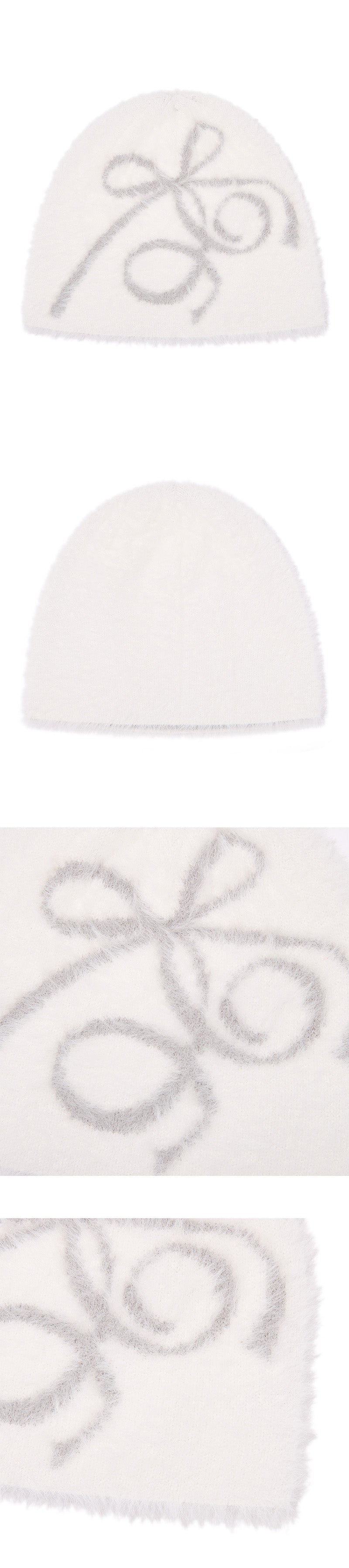 リボンチェリーモヘアビーニー【ブラック】