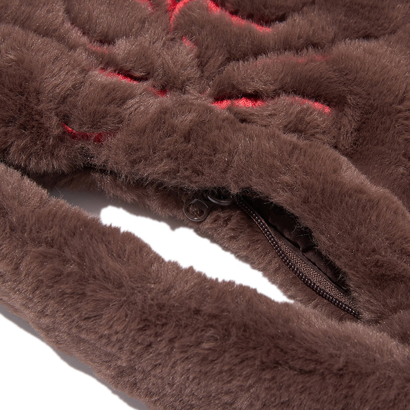 リボンエンブロイダリーヘアリーミニショルダーバッグ【アイボリー】