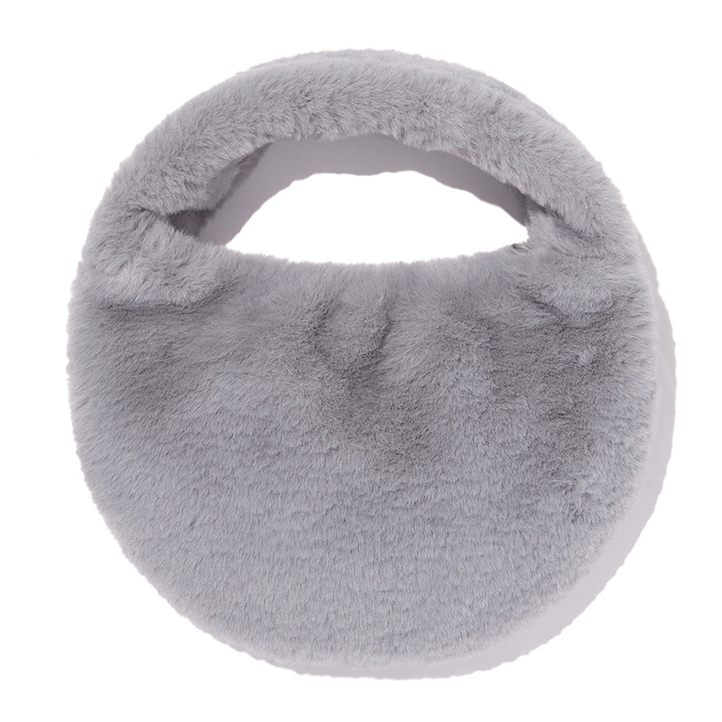 リボンエンブロイダリーヘアリーミニショルダーバッグ【アイボリー】