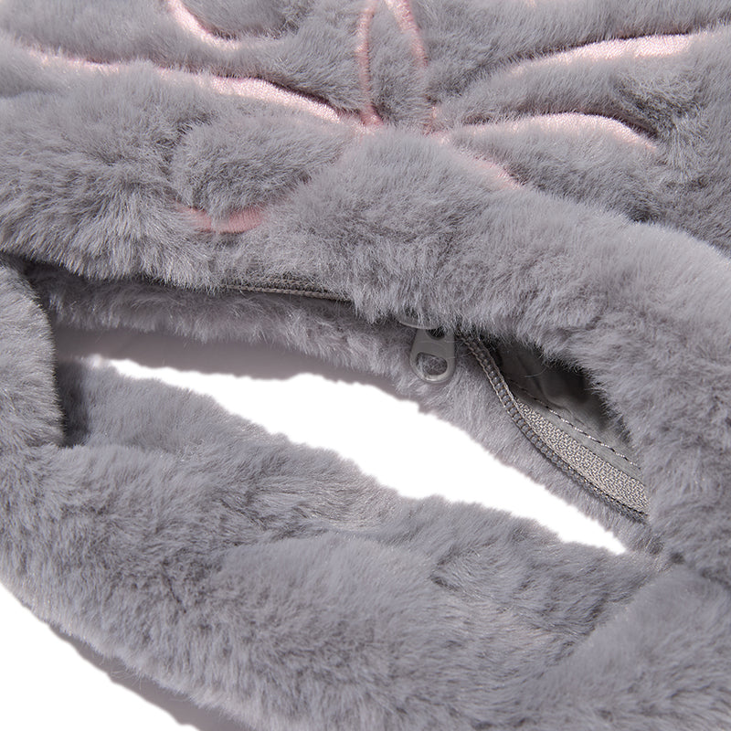 リボンエンブロイダリーヘアリーミニショルダーバッグ【アイボリー】