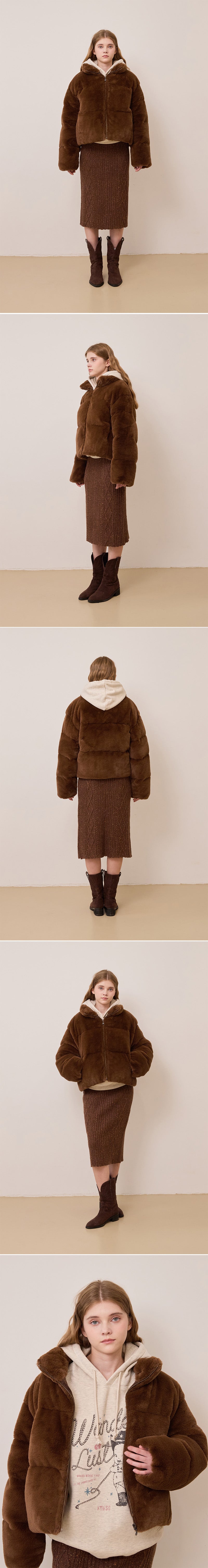 emmy ブラウンファークロップジャケット エムズエキサイト ems excite エコファージャケット （ブラウン