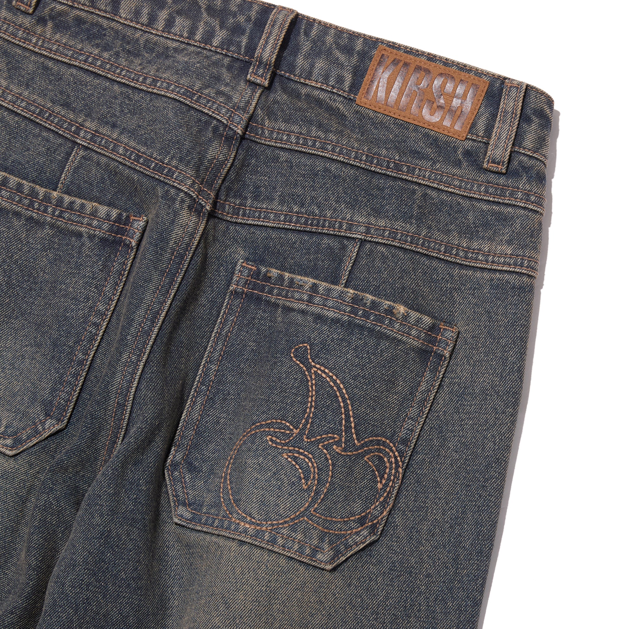 ワイドフィットピンタックナッピングデニムパンツ【ダークブルー】