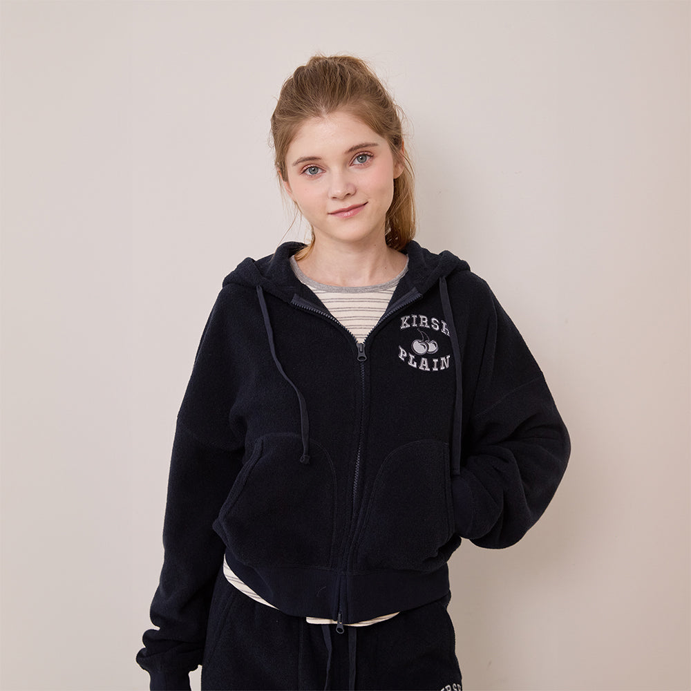 アーチチェリーテリークロップジップアップフーディ【ダークネイビー】