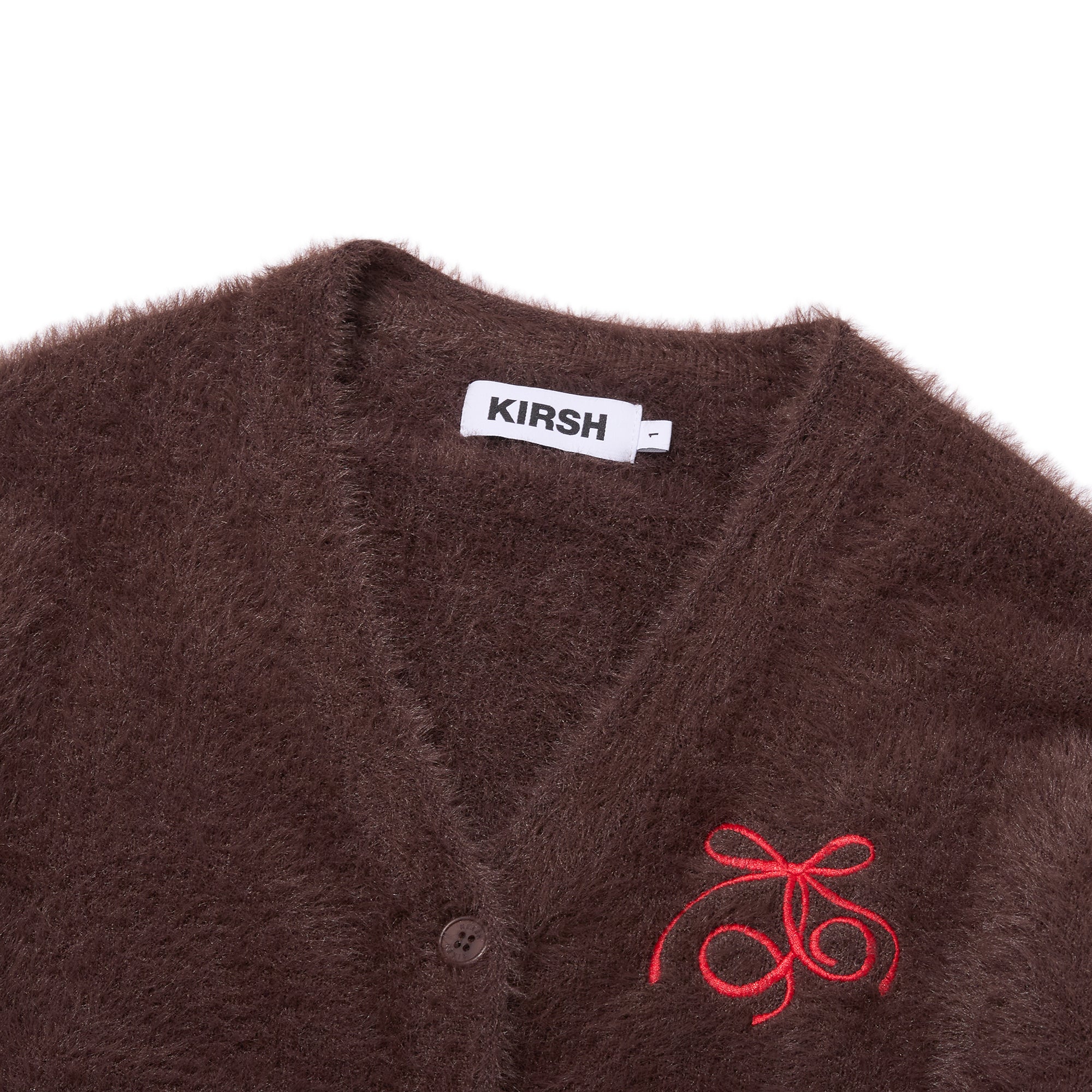 リボンチェリールーズフィットヘアリーカーディガン【アイボリー】