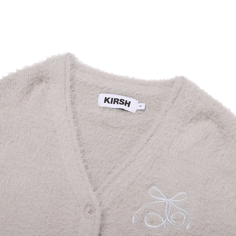 リボンチェリールーズフィットヘアリーカーディガン【アイボリー】