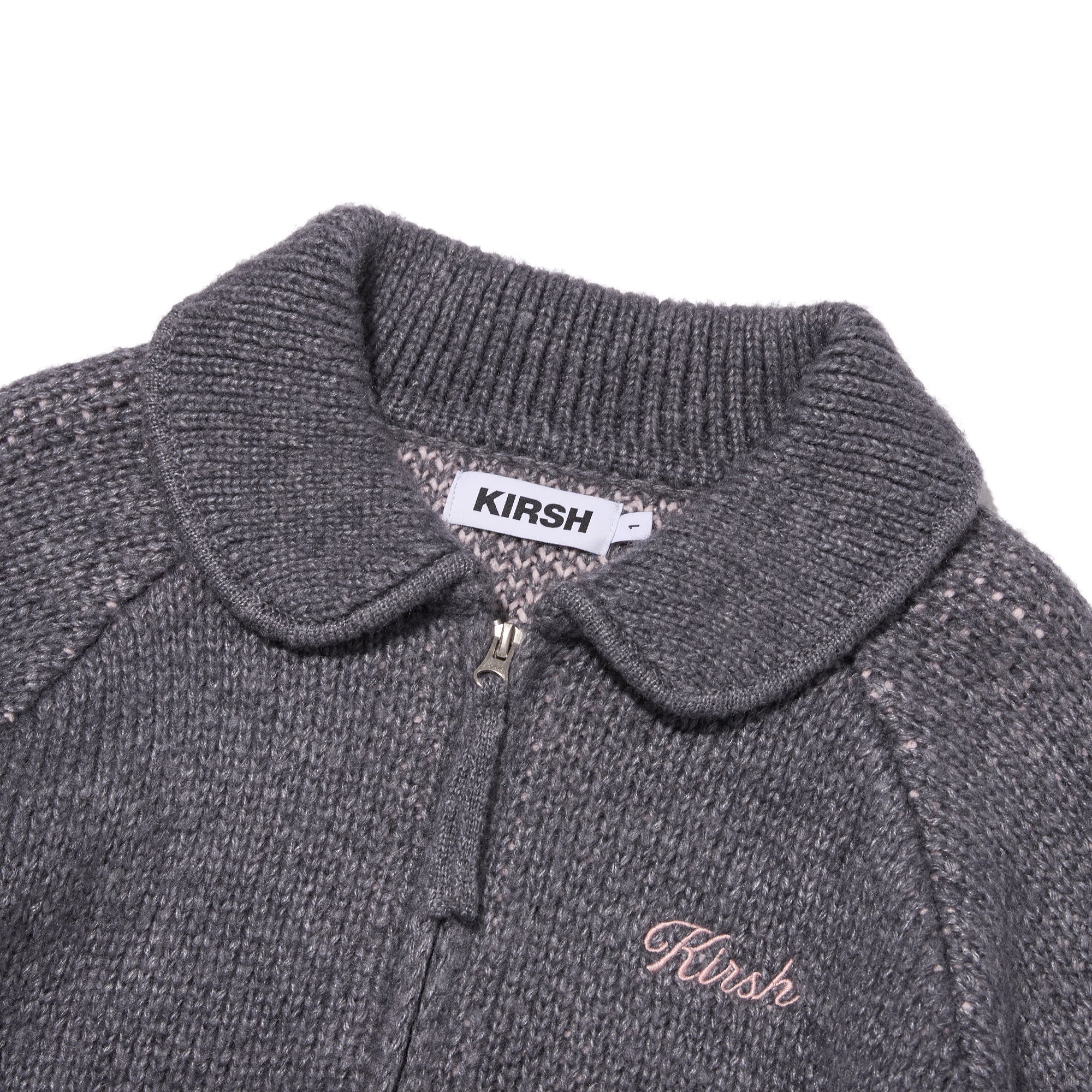 リボンチェリールーズフィットニットジップアップ【ダークグレー】