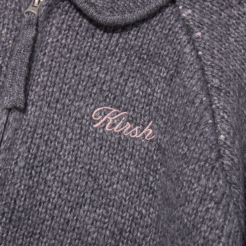 リボンチェリールーズフィットニットジップアップ【ダークグレー】