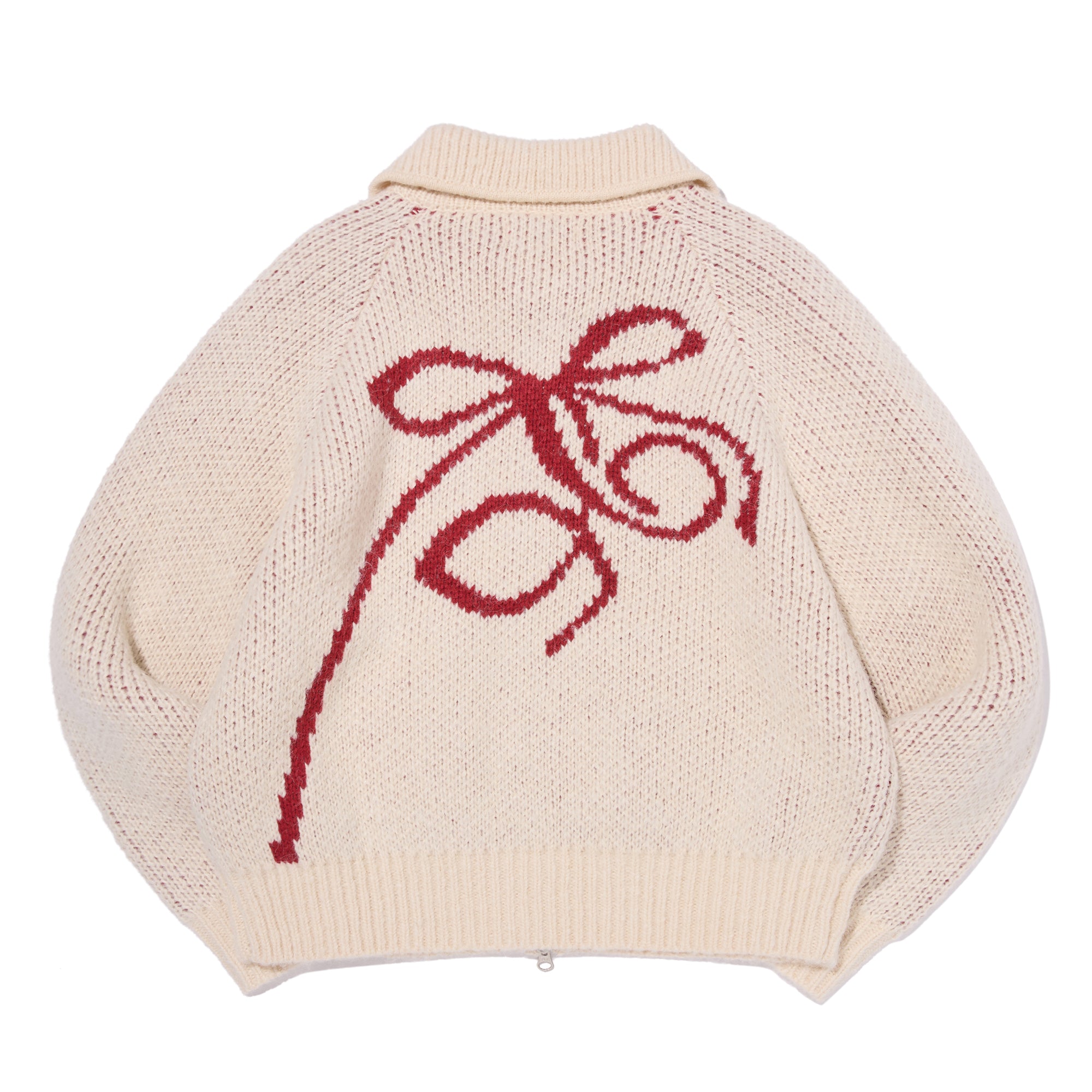 リボンチェリールーズフィットニットジップアップ【ダークグレー】