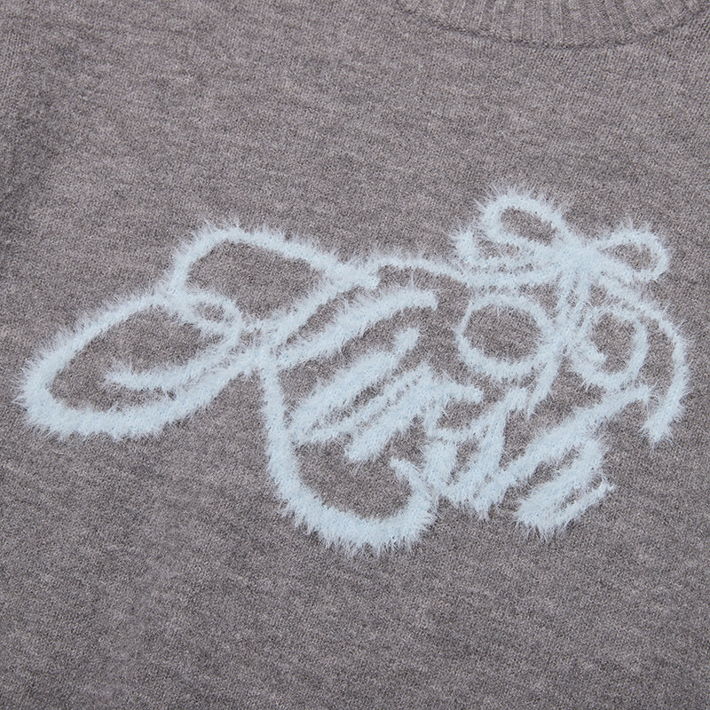 リボンチェリールーズフィットヘアリープルオーバー【ネイビー】