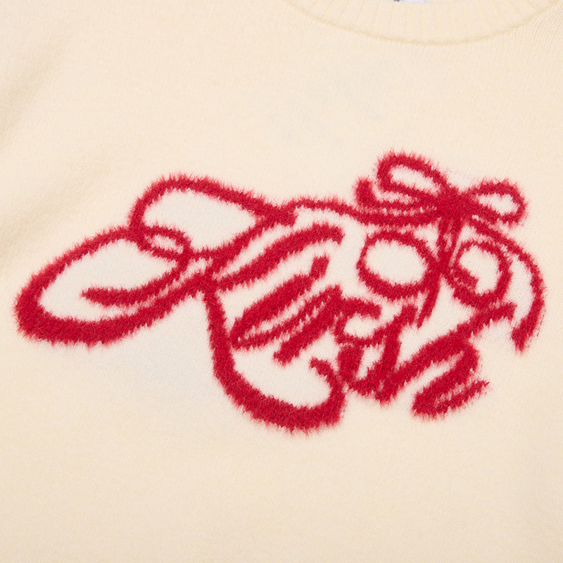 リボンチェリールーズフィットヘアリープルオーバー【ネイビー】