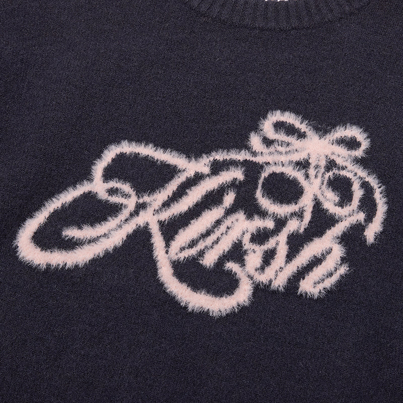 リボンチェリールーズフィットヘアリープルオーバー【ネイビー】