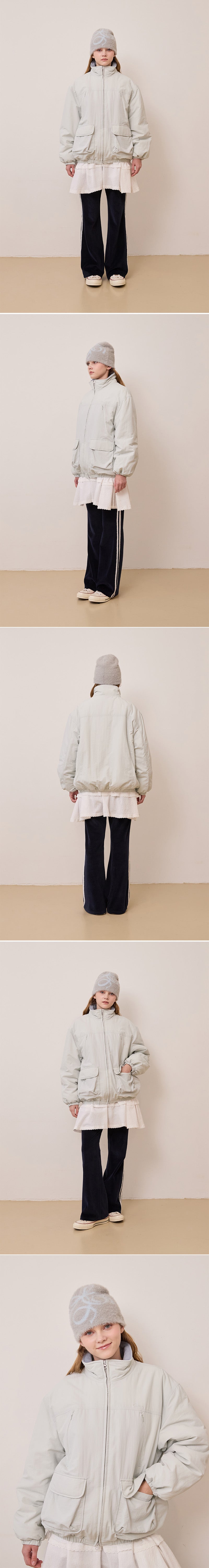 ポケットポイントルーズフィットパディングジャケット【ライトブルー】