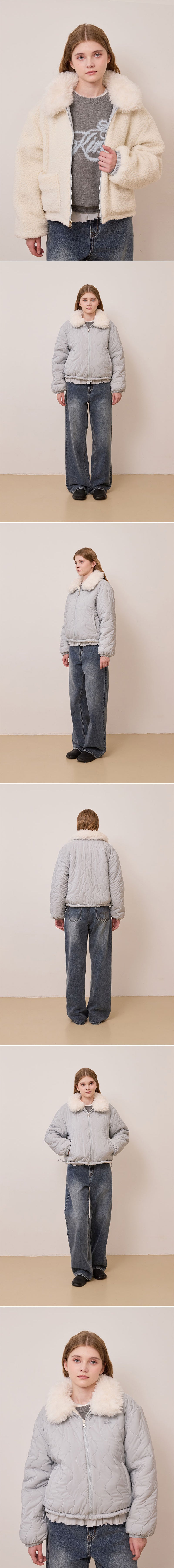 フォーファーリバーシブルパデッドジャケット【グレー】