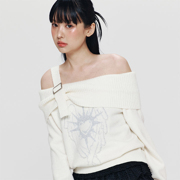 KIRSH X PYITU オフショルダーニット【ホワイト】