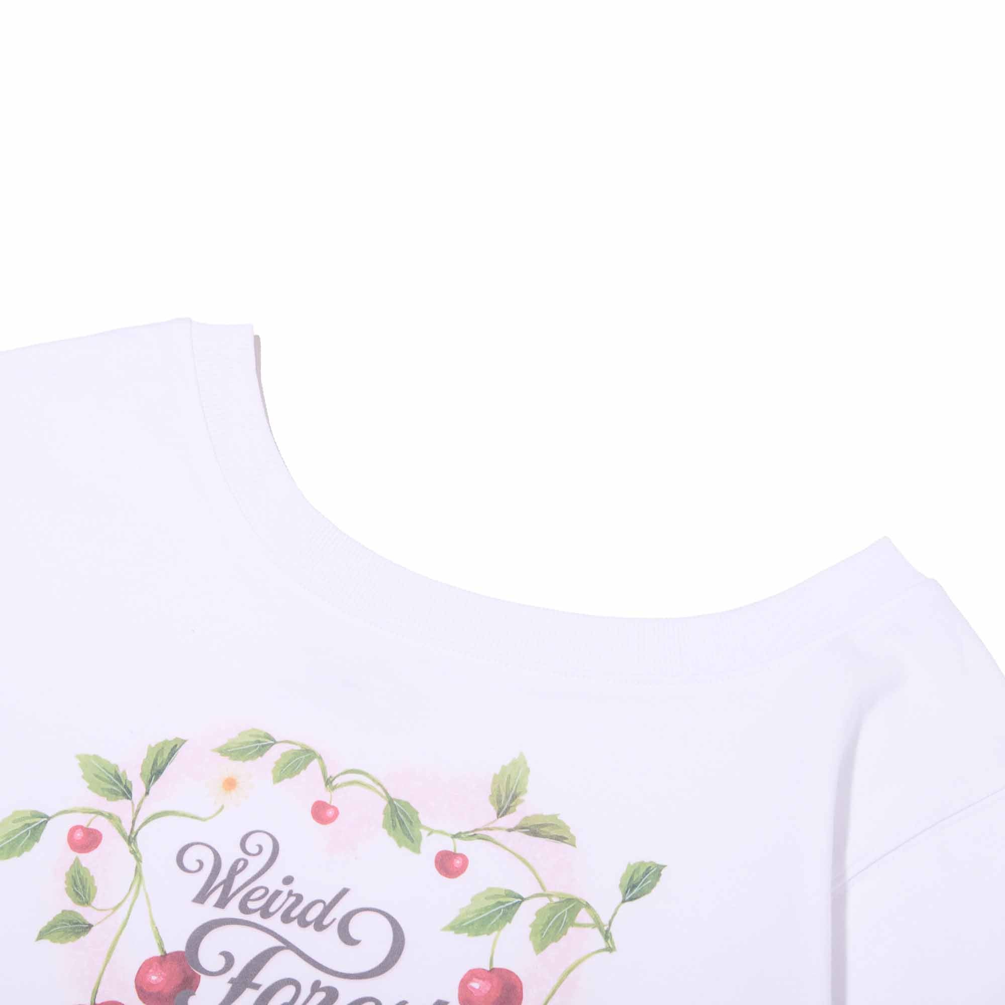 チェリーグラフィックオフショルダークロップスウェット【メランジグレー】