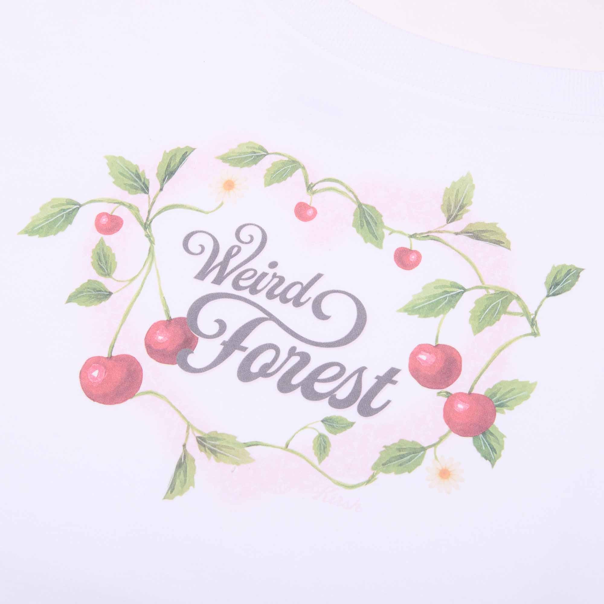 チェリーグラフィックオフショルダークロップスウェット【メランジグレー】