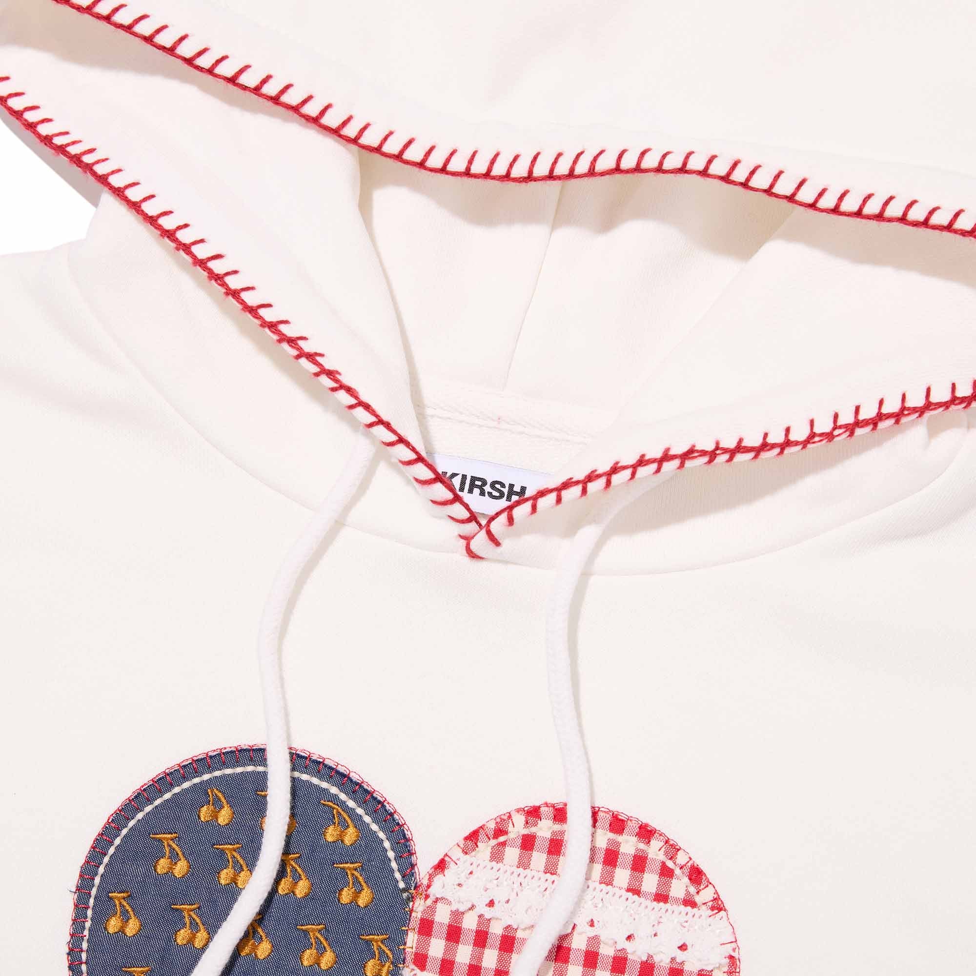 USAチェリー＆ハートアップリケクロップドフーディー【ホワイト】