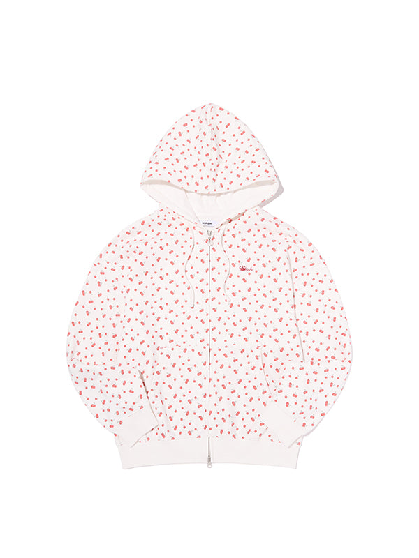 チェリーグラフィックルーズフィットジップアップフーディ【ホワイト】