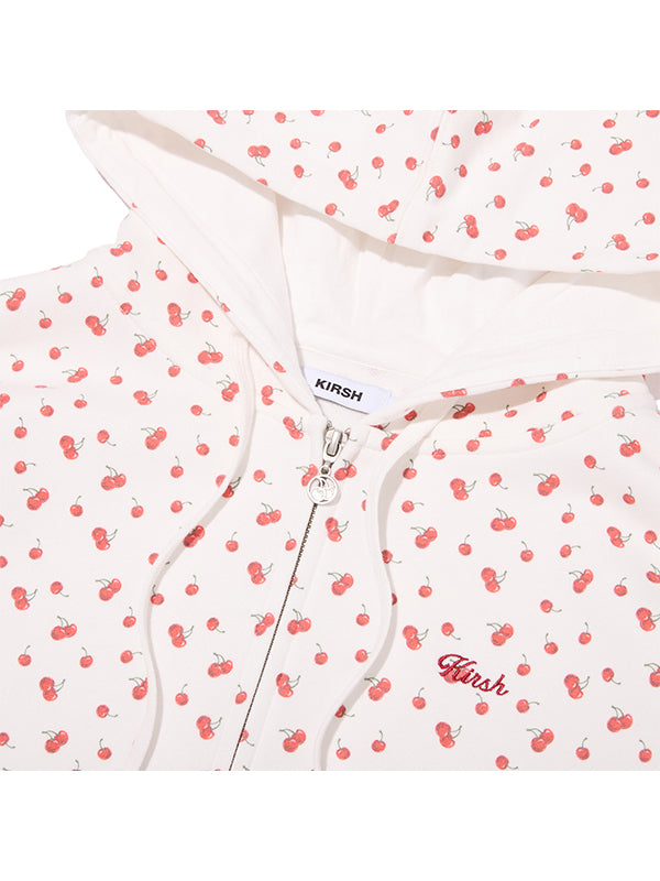 チェリーグラフィックルーズフィットジップアップフーディ【ホワイト】