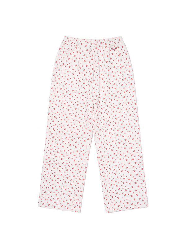 チェリーグラフィックルーズフィットスウェットパンツ【ホワイト】