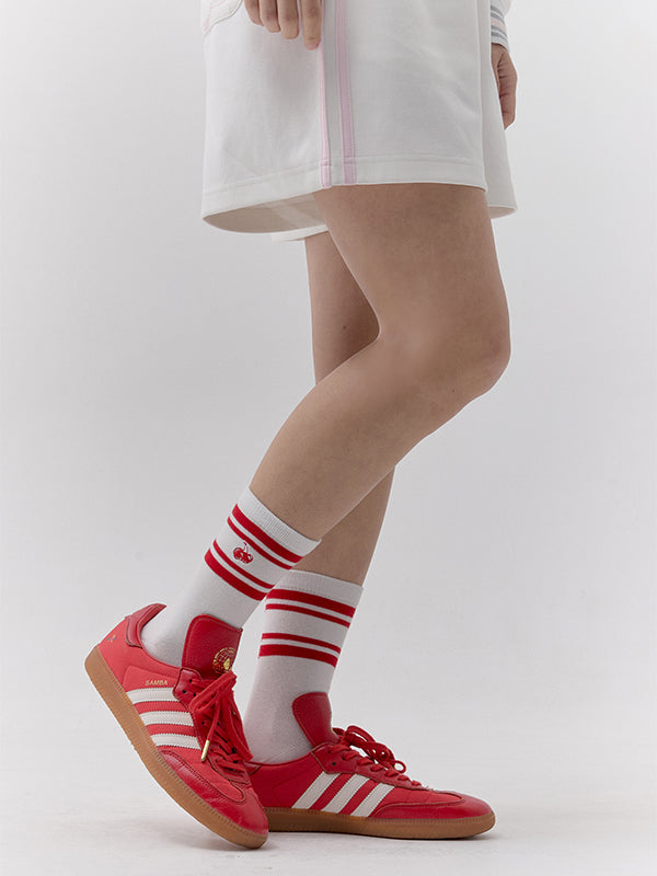 カラーブロックチェリーソックス【ホワイト】