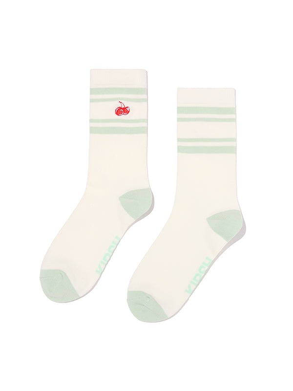 カラーブロックチェリーソックス【イエロー】