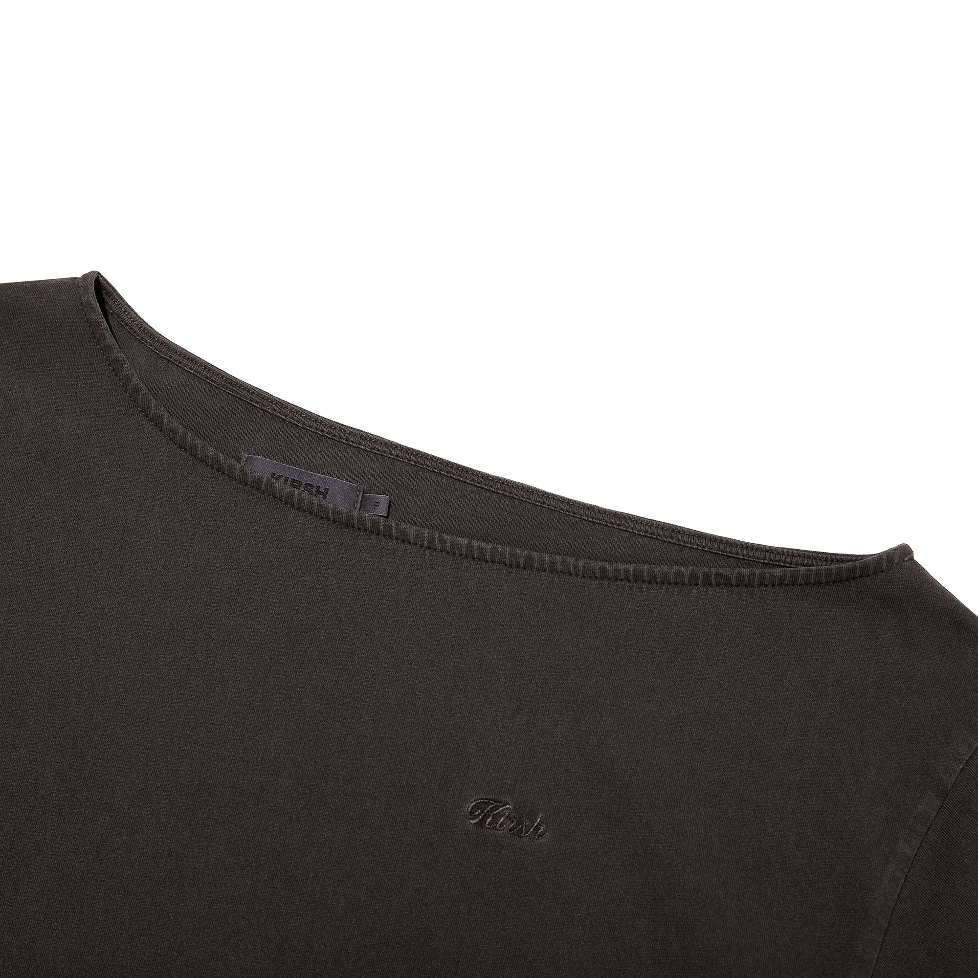 ハーフ オフショルダーウエスト ストリングTシャツ【チャコール】