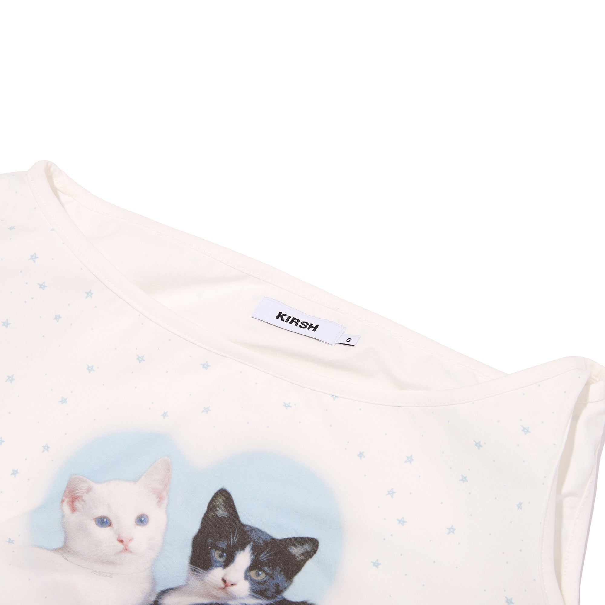 ハーフオフショルダーオールオーバープリントTシャツ【ブラック】