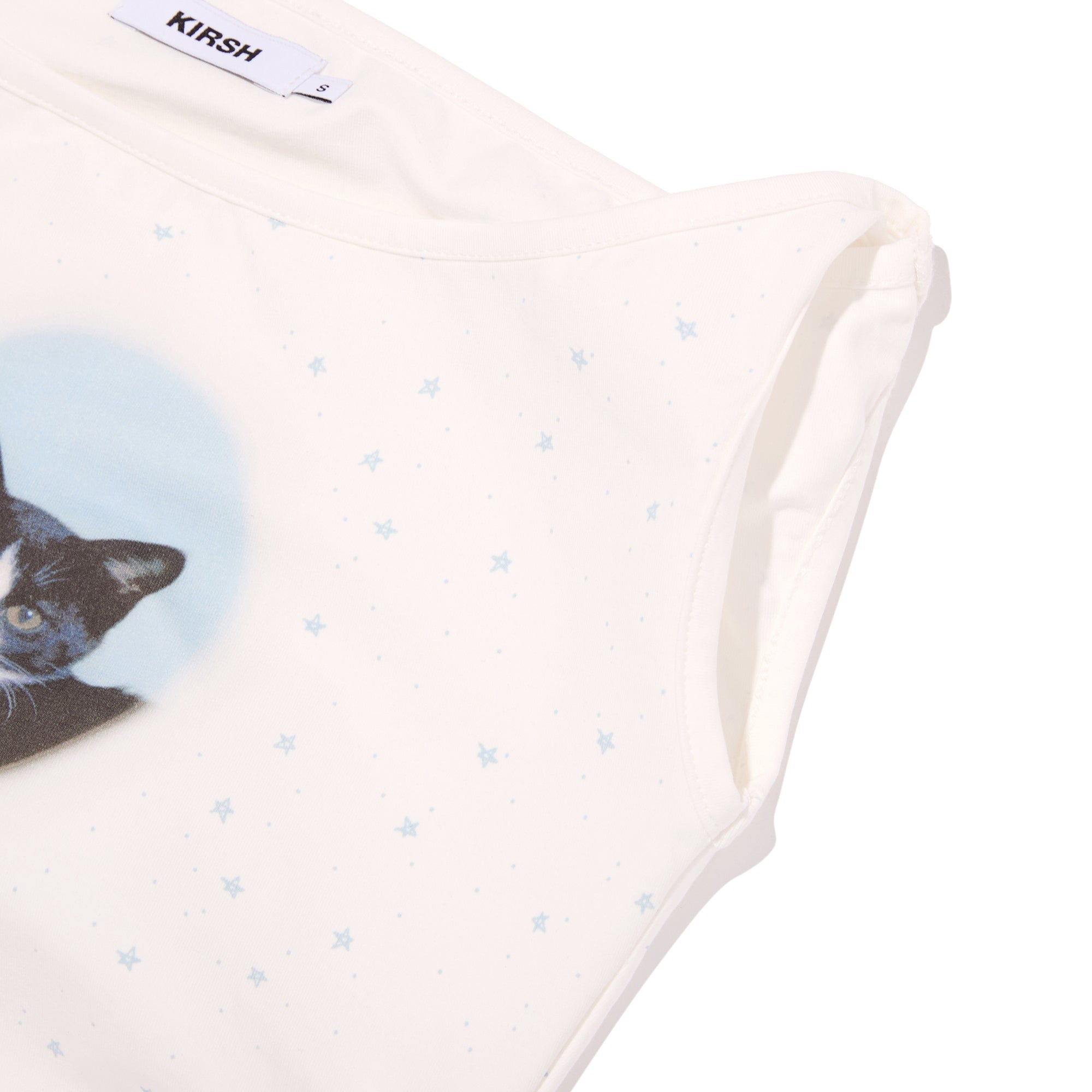 ハーフオフショルダーオールオーバープリントTシャツ【ブラック】