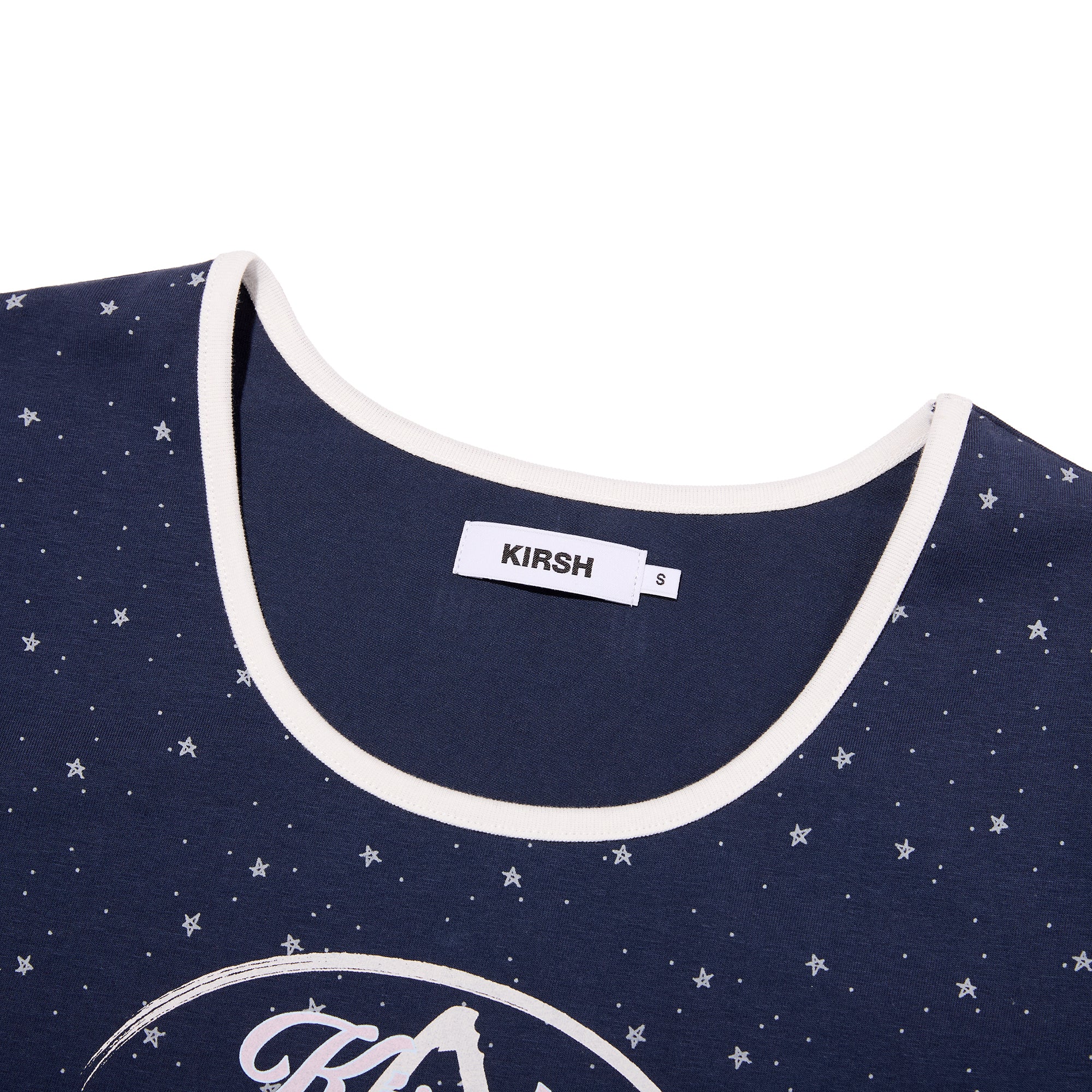 オールオーバープリントユーネックリンガーTシャツ【ホワイト】