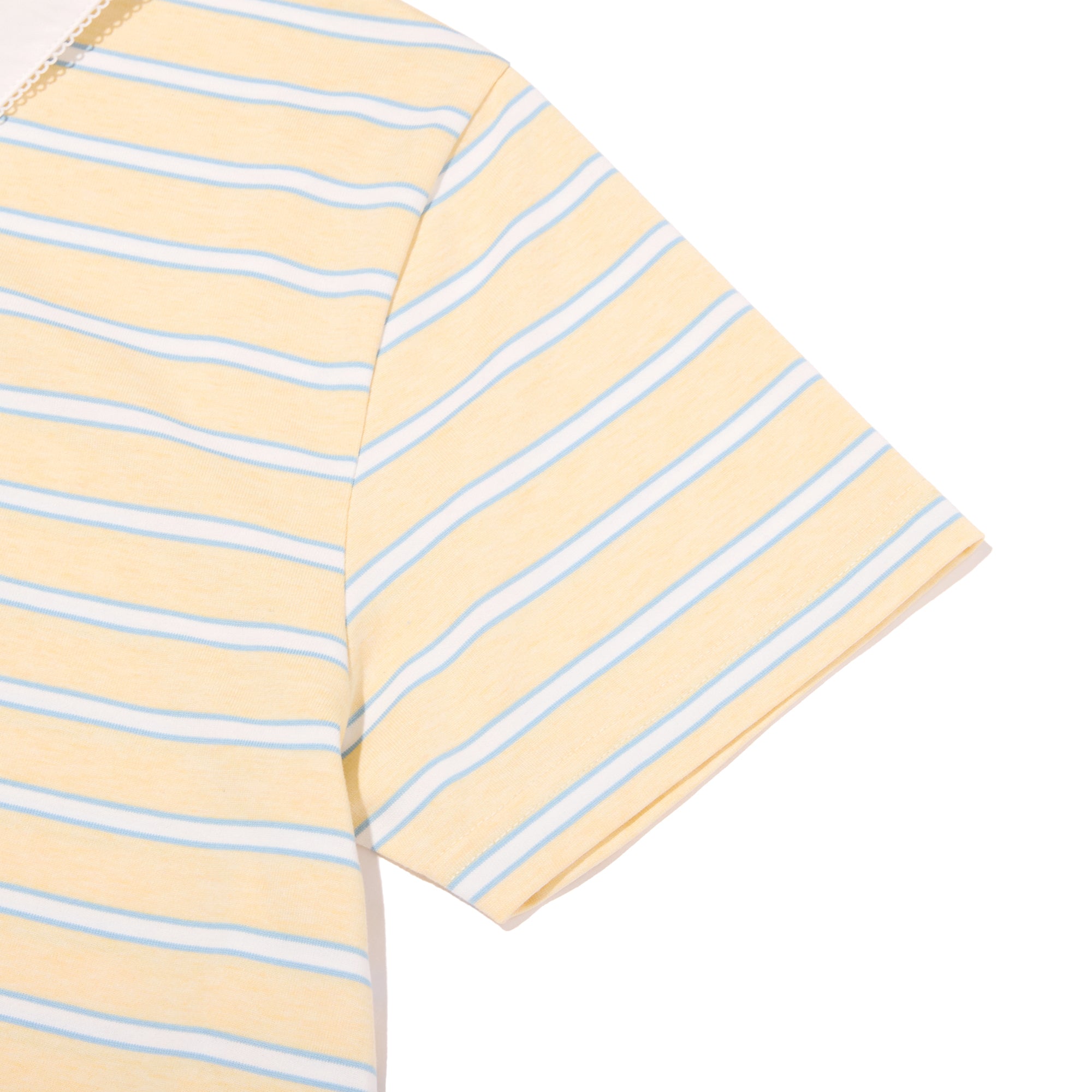ハーフネックストライプルーズフィットポロTシャツ【イエロー】