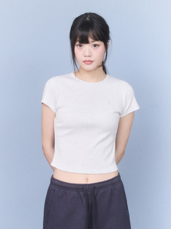 プレーンスリムフィットTシャツ【メランジグレー】