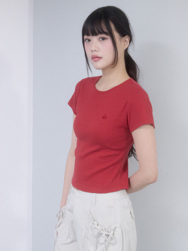 プレーンスリムフィットTシャツ【メランジグレー】