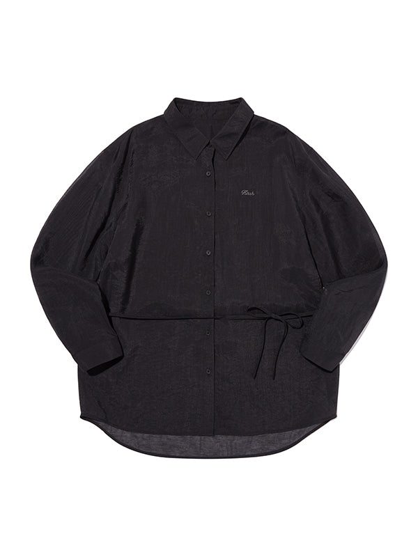 ウエストスリングルーズフィットシャツ【ブラック】