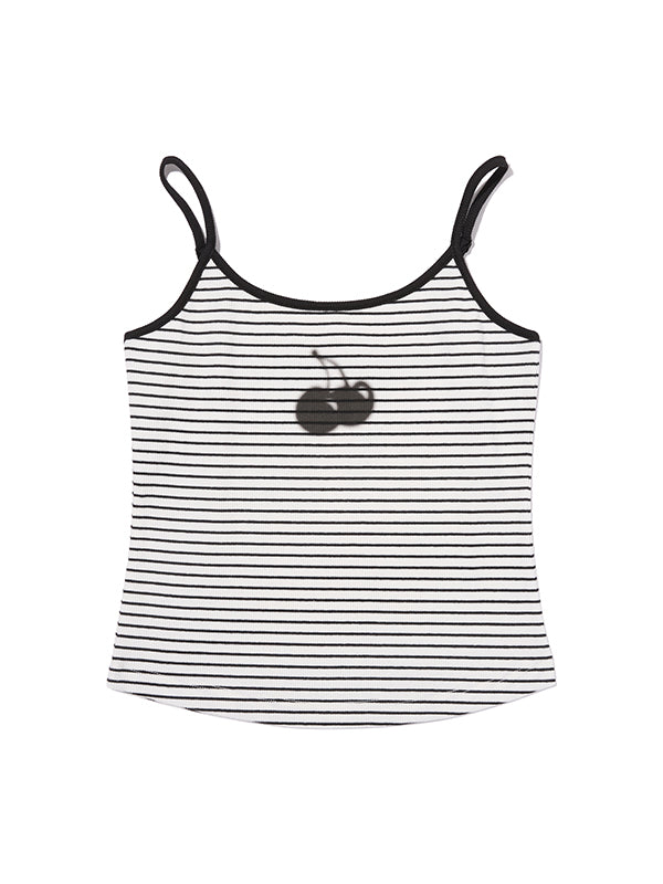 ブラーチェリースリムフィットストライプスリーブレス【アイボリー】