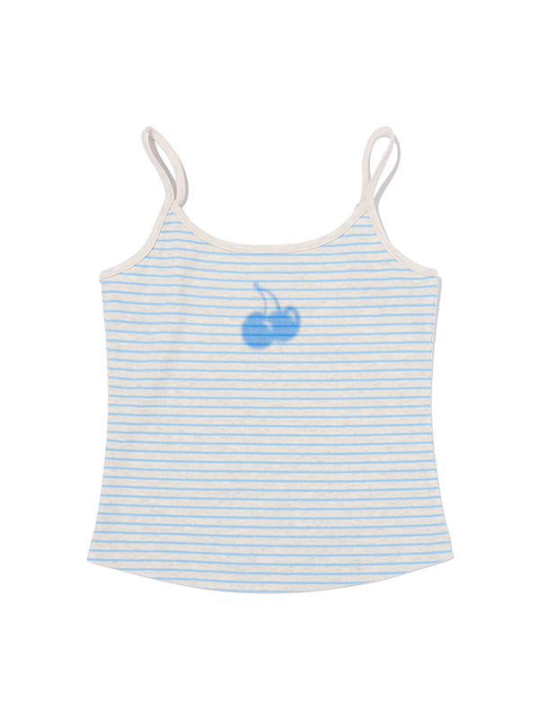 ブラーチェリースリムフィットストライプスリーブレス【スカイ】
