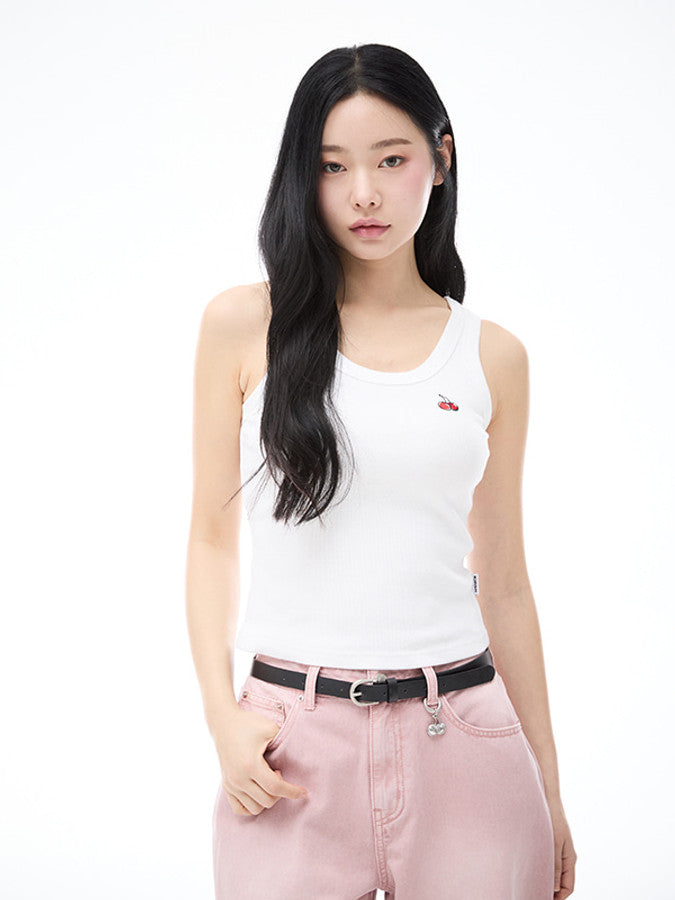 スモールチェリースリムフィットスリーブレス【ホワイト】