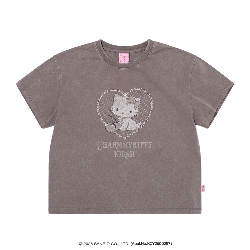 KIRSH X CHARMMYKITTY ピグメントセミクロップTシャツ【チャコール】