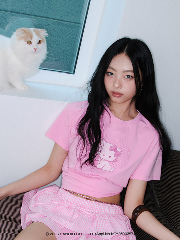 KIRSH X CHARMMYKITTY ピグメントセミクロップTシャツ【チャコール】