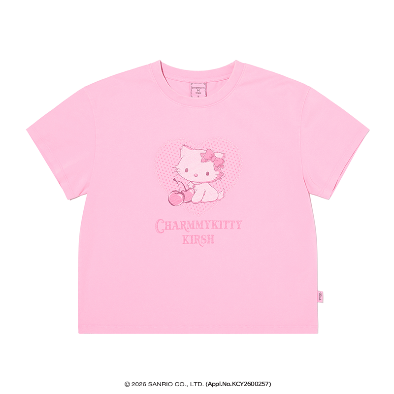 KIRSH X CHARMMYKITTY ピグメントセミクロップTシャツ【チャコール】