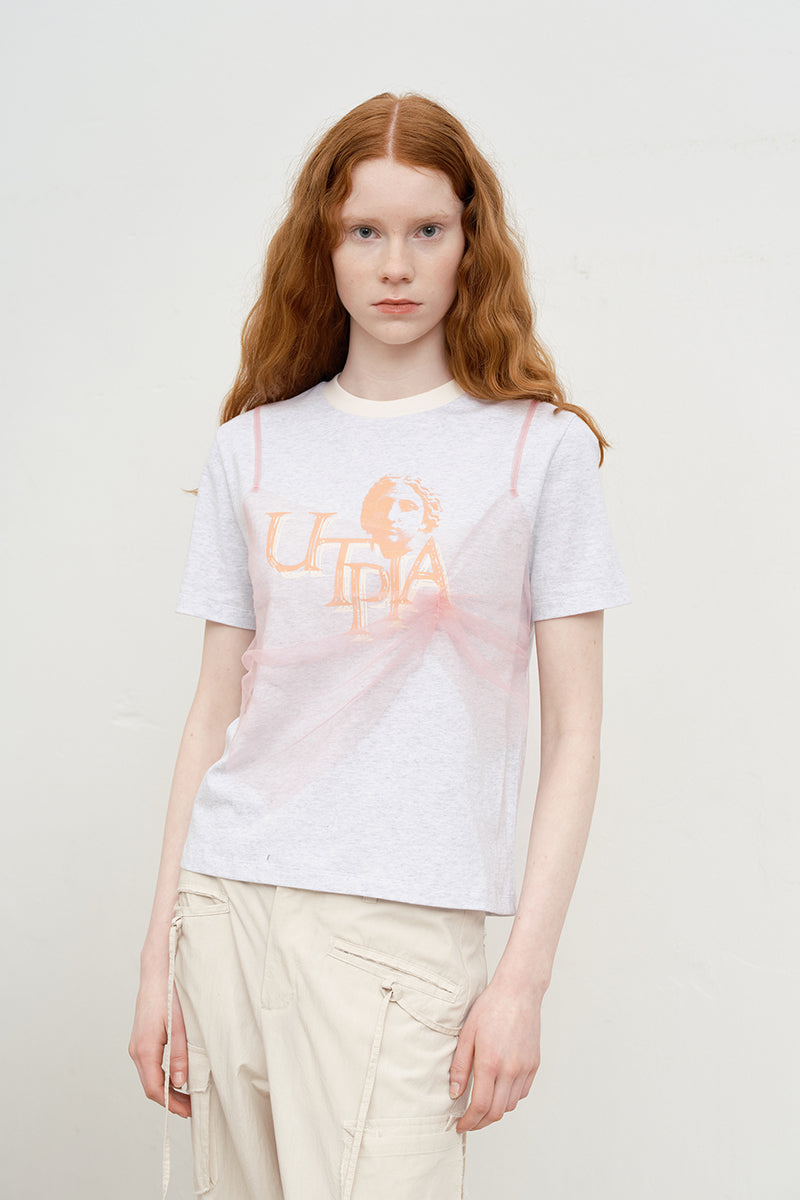コレクショングラフィックTシャツ【メランジグレー】