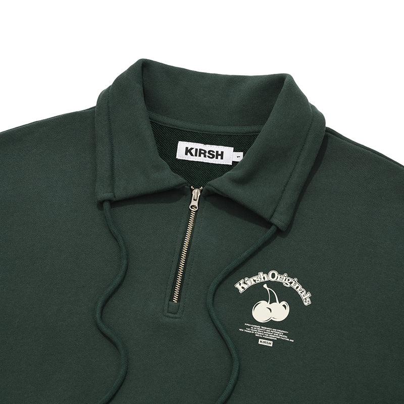 CHERRY ARCH CROP HALF ZIP UP【DARK KHAKI】