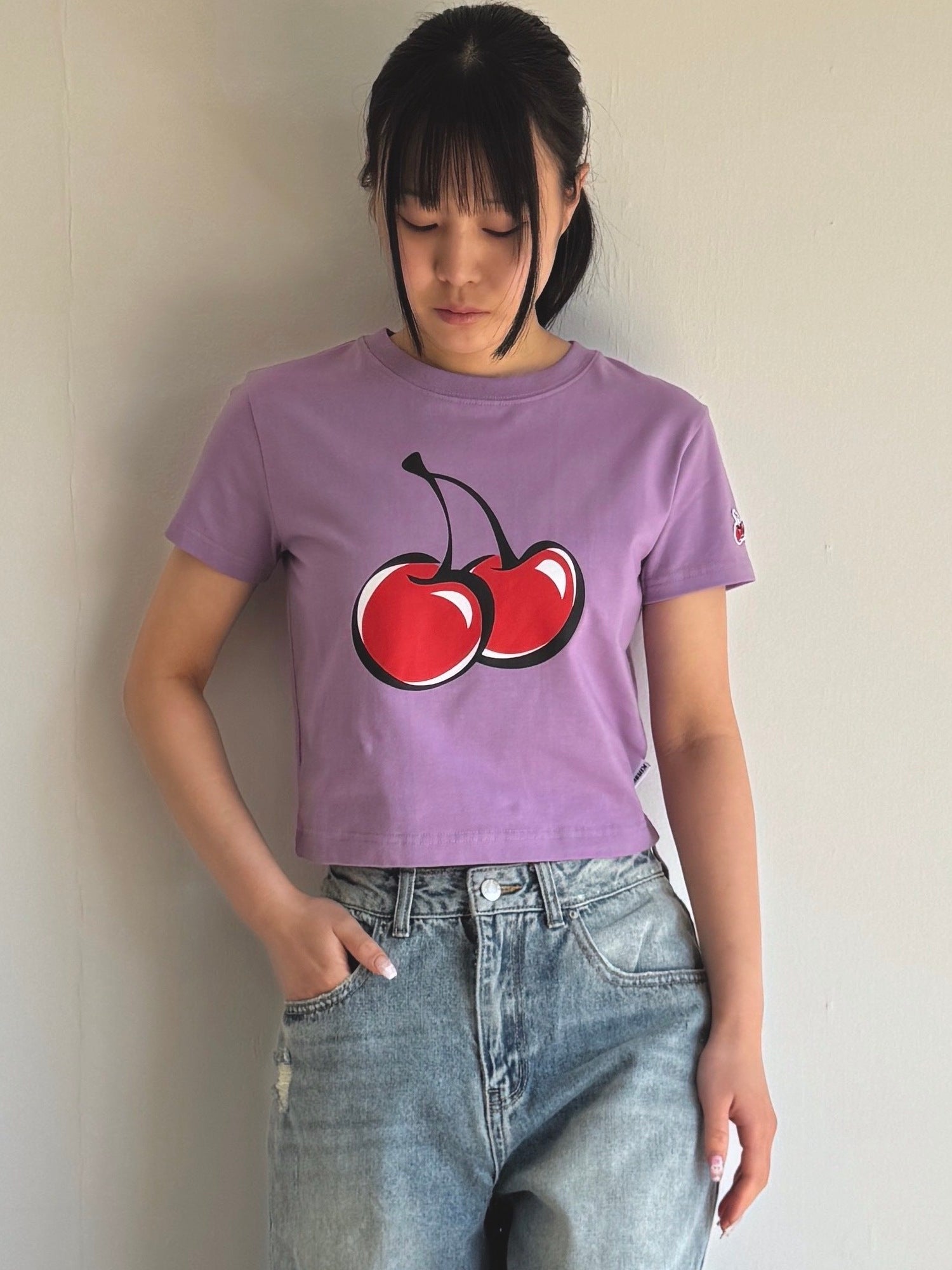 【Big Cherry Tokyo Collection】シグネチャービックチェリークロップTシャツ【パープル】