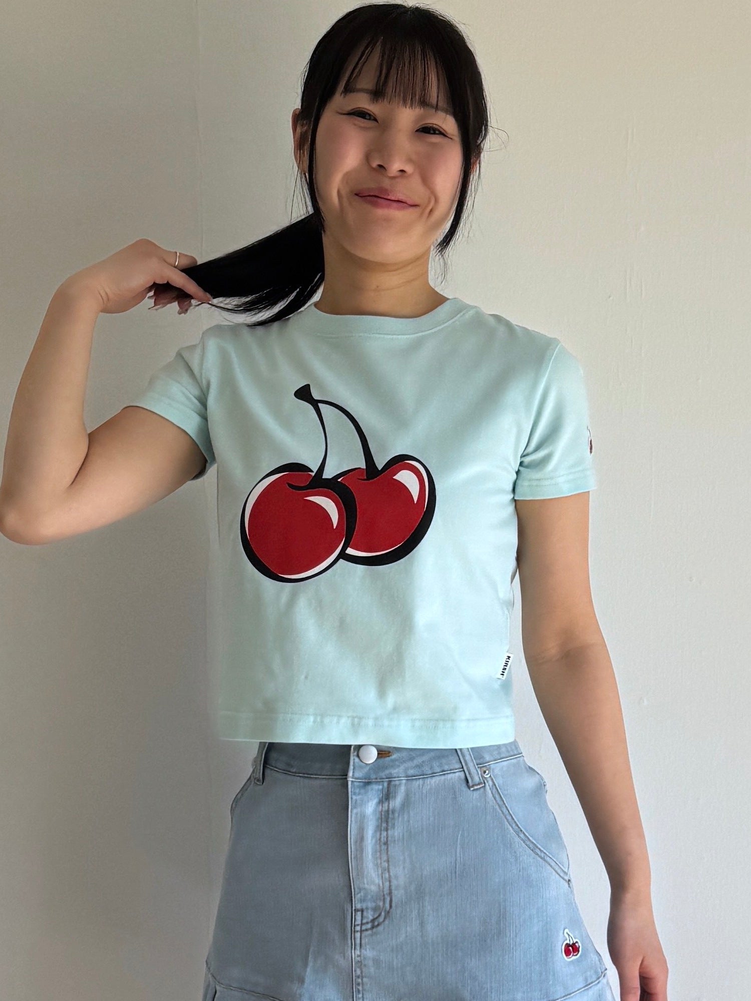 【Big Cherry Tokyo Collection】シグネチャービックチェリークロップTシャツ【ライトミント】