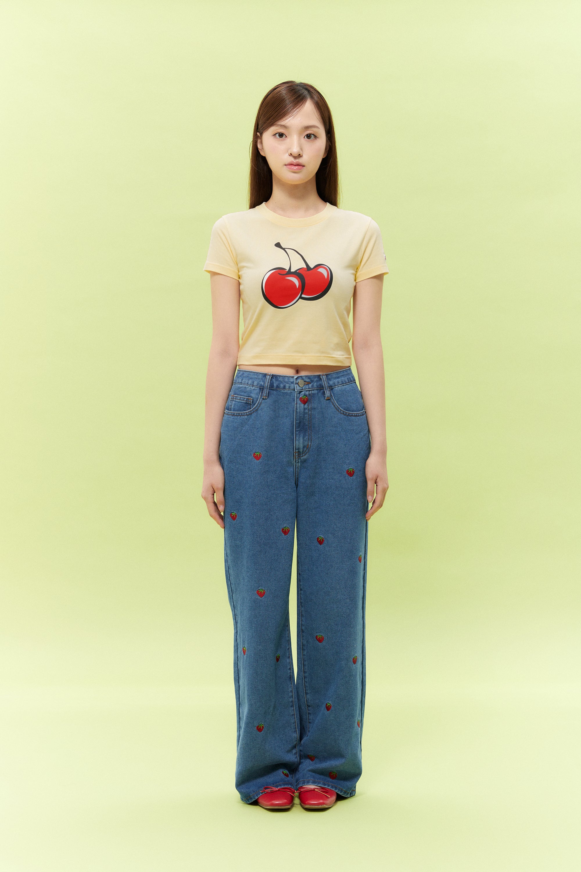 【Big Cherry Tokyo Collection】シグネチャービックチェリークロップTシャツ【ライトピンク】