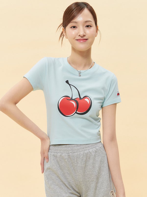 【Big Cherry Tokyo Collection】シグネチャービックチェリークロップTシャツ【ライトミント】