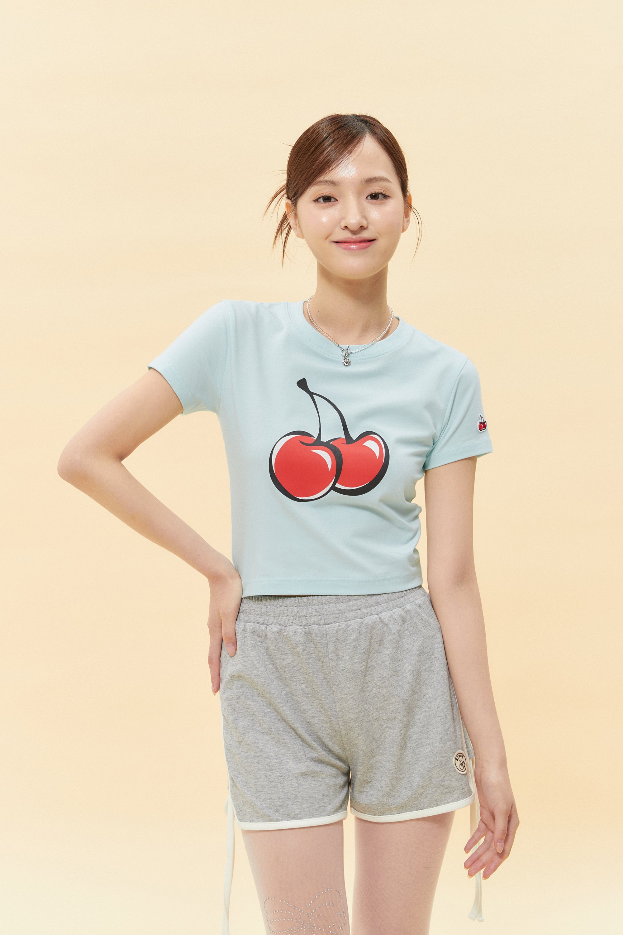 【Big Cherry Tokyo Collection】シグネチャービックチェリークロップTシャツ【スカイ】